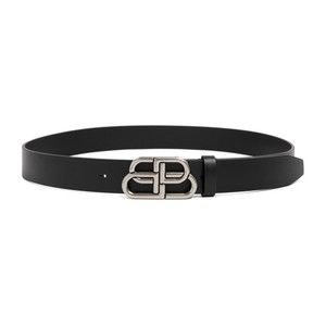 Balenciaga Black Leather Large Bb Belt - NWT